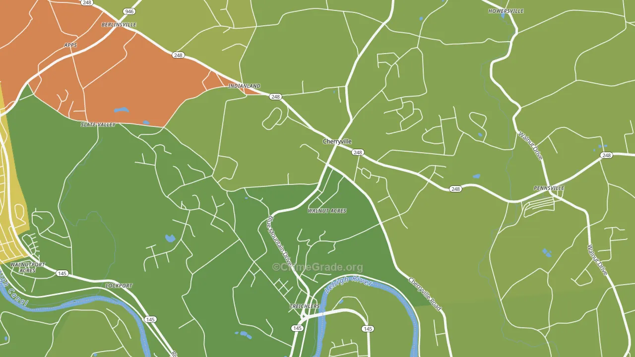 Cherryville, PA Map of Theft Rates