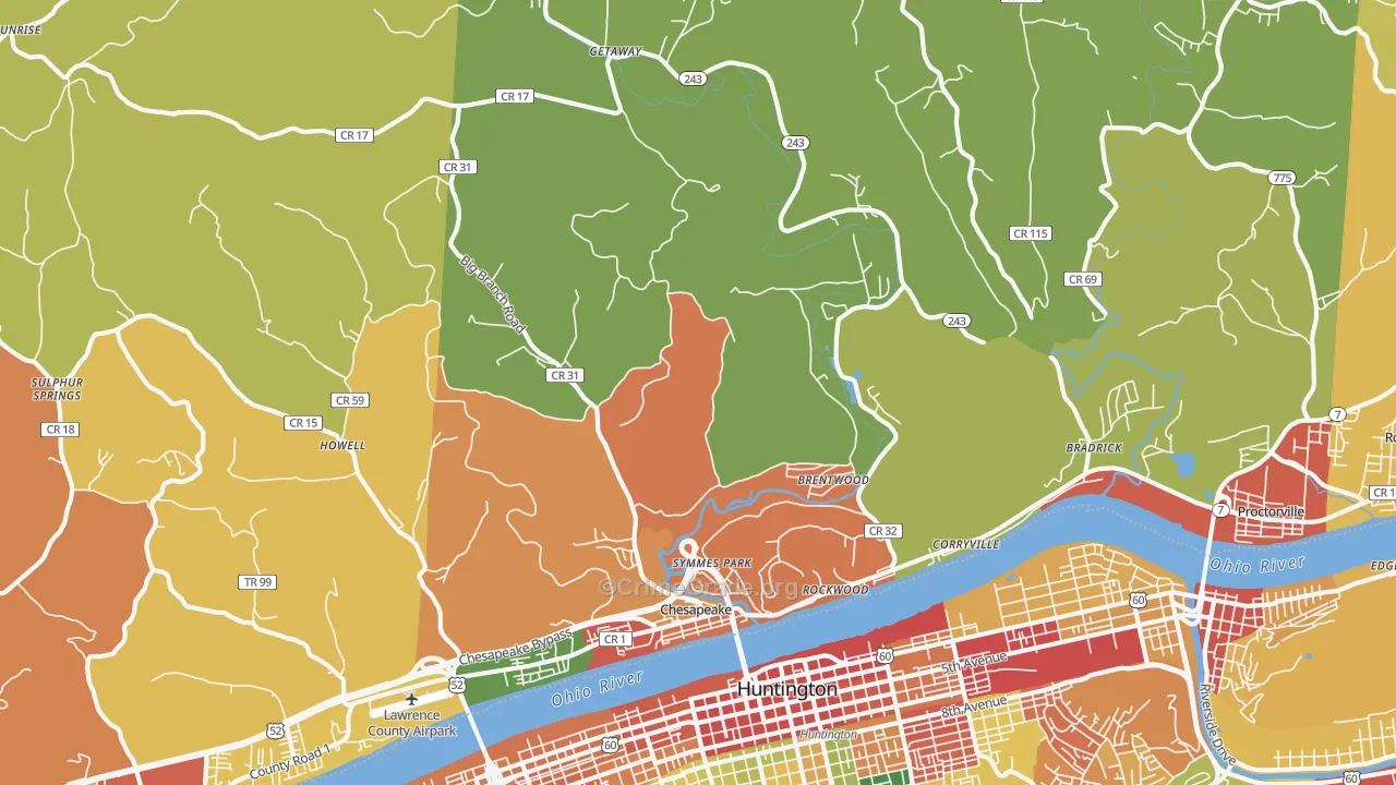 Chesapeake, OH Map of Theft Rates