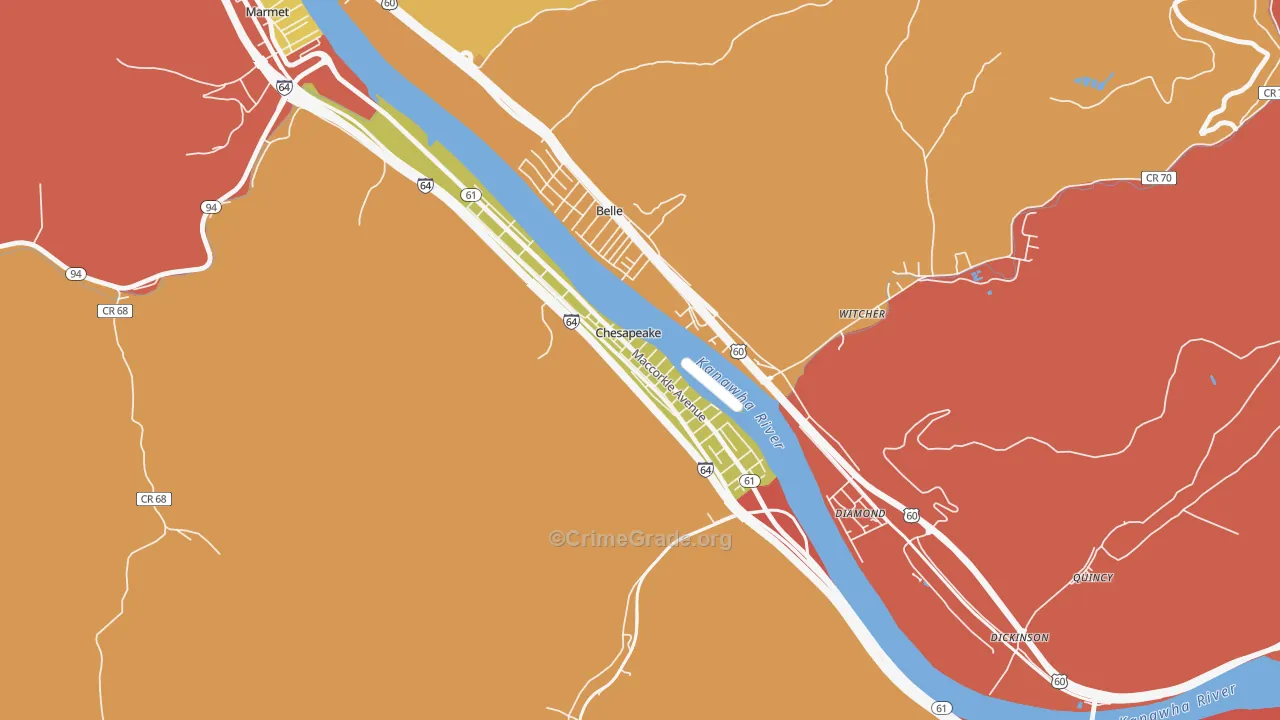 Chesapeake, WV Map of Theft Rates