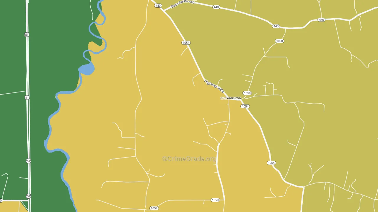 Chesbrough, LA Map of Theft Rates