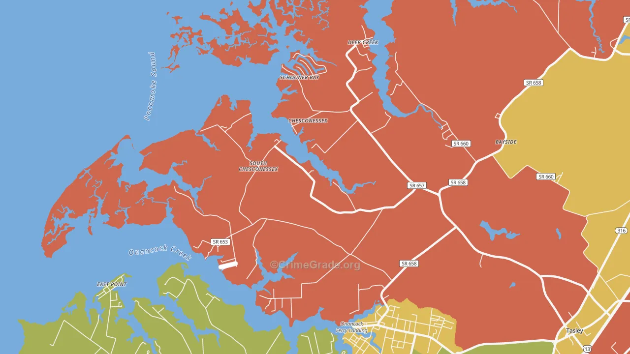 Chesconessex, VA Map of Theft Rates