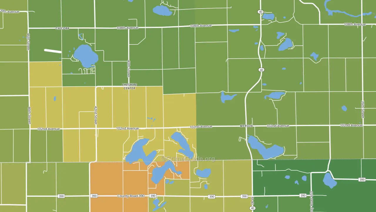 Cheshire Center, MI Map of Theft Rates