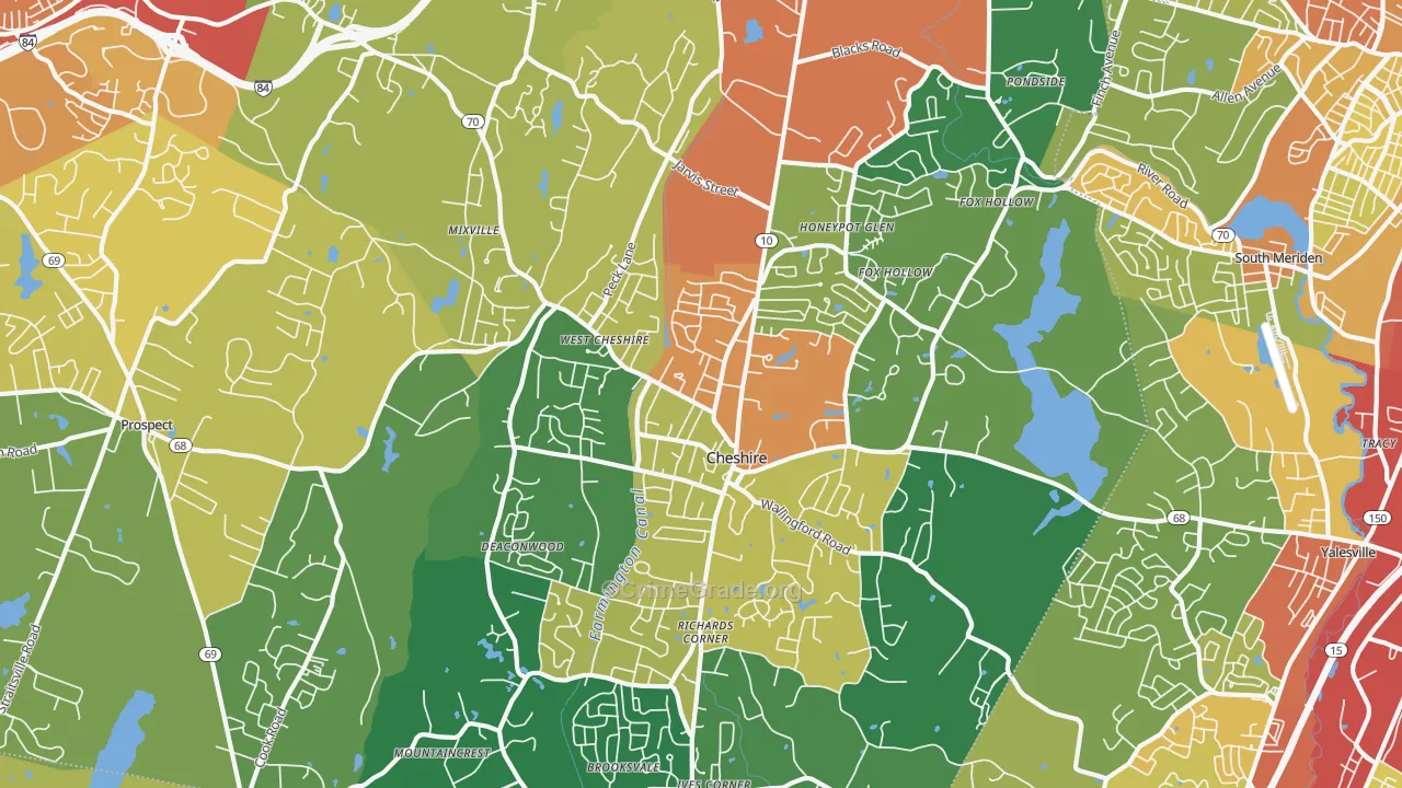Cheshire, CT Map of Theft Rates