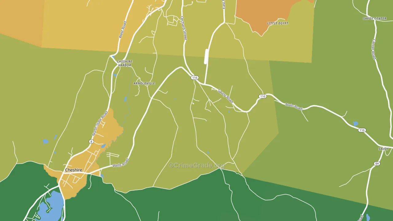 Cheshire Harbor, MA Map of Theft Rates