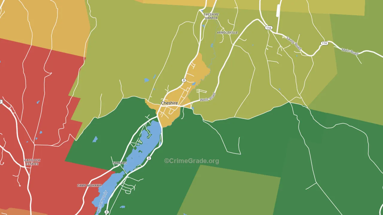Cheshire, MA Map of Theft Rates