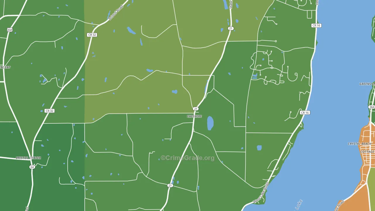 Cheshire, NY Map of Theft Rates