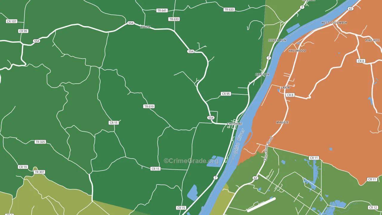 Cheshire, OH Map of Theft Rates