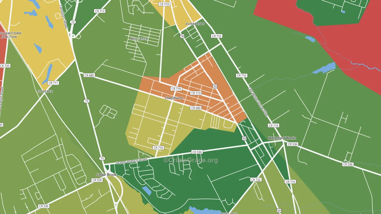 Chesilhurst, NJ Map of Theft Rates