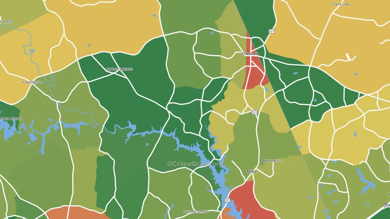 Chesnee, SC Map of Theft Rates