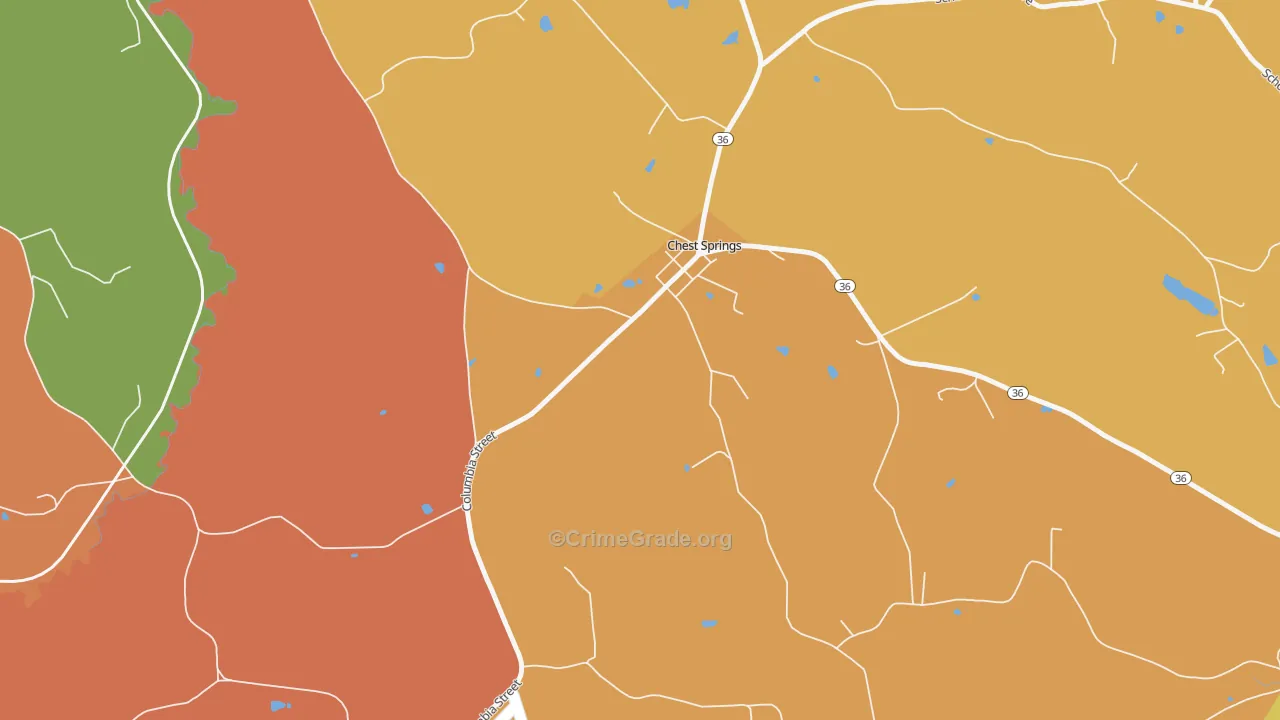 Chest Springs, PA Map of Theft Rates