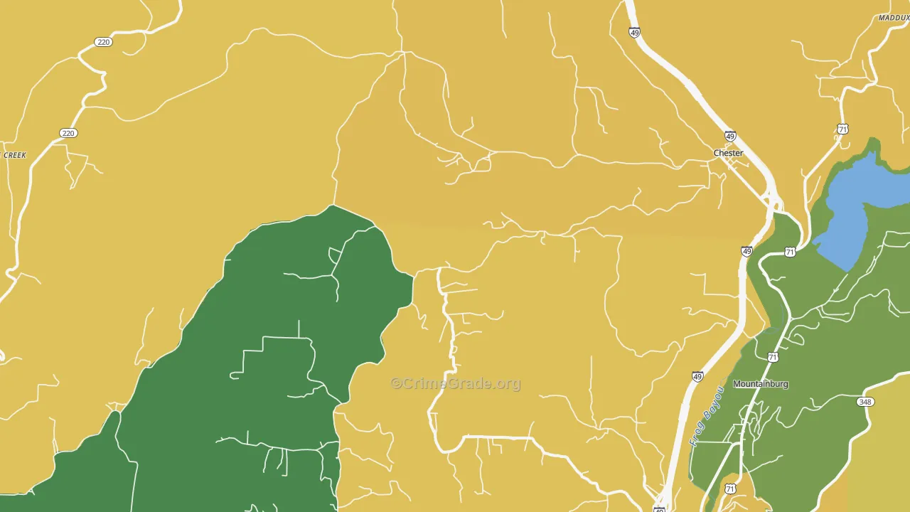 Chester, AR Map of Theft Rates