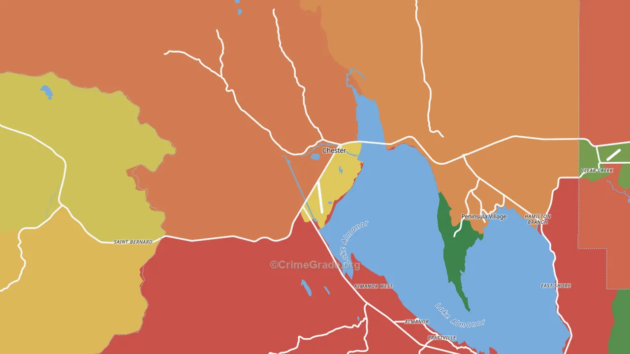 Chester, CA Map of Theft Rates