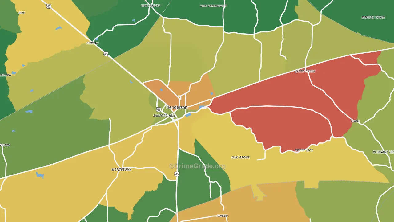 Chester County, TN Map of Theft Rates