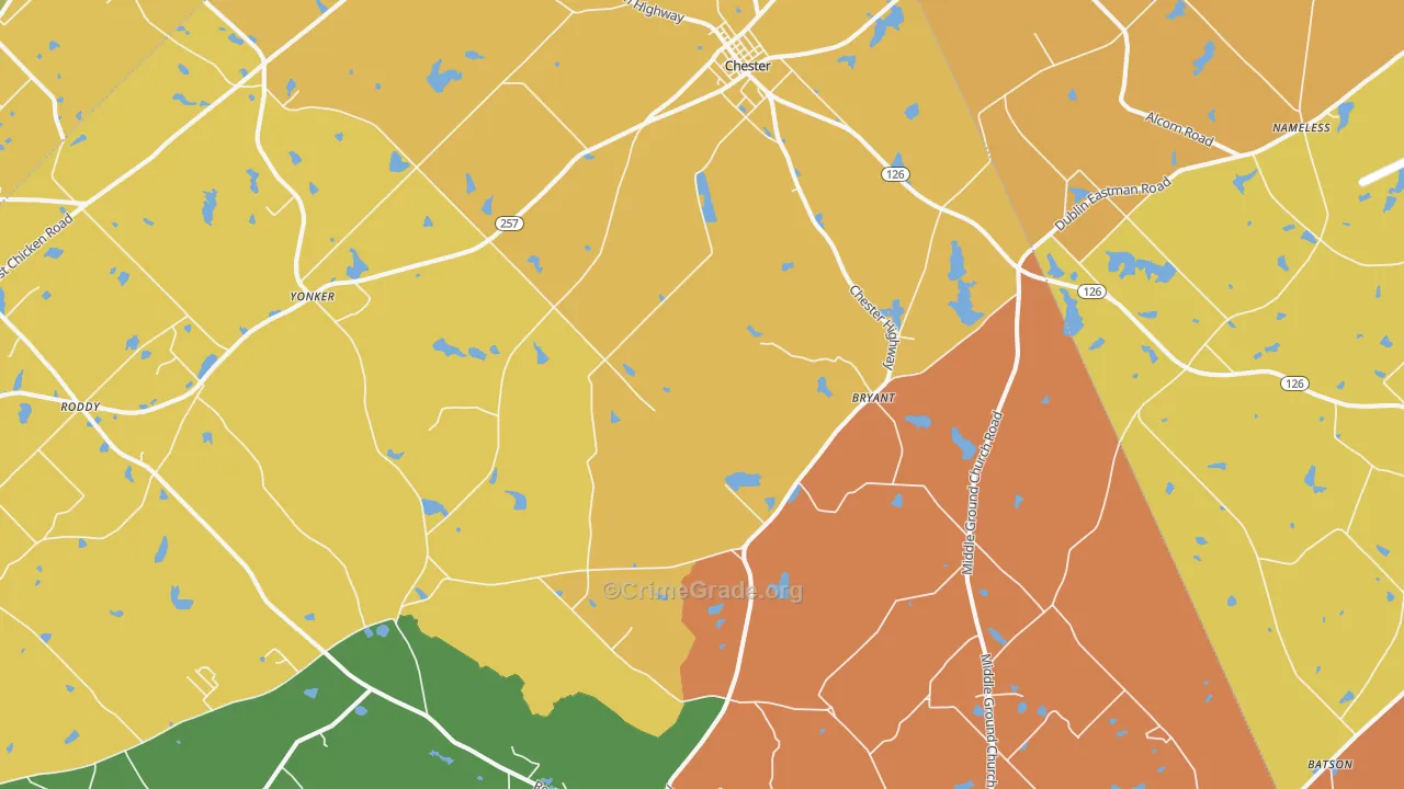 Chester, GA Map of Theft Rates