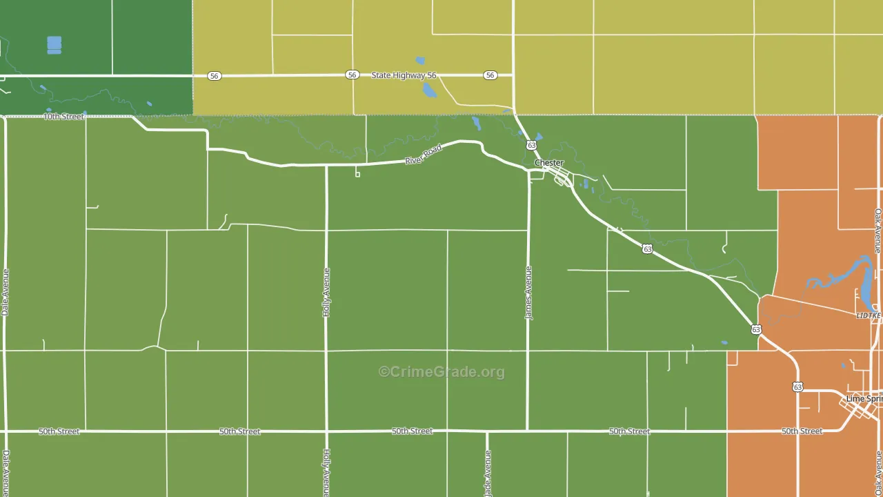 Chester, IA Map of Theft Rates