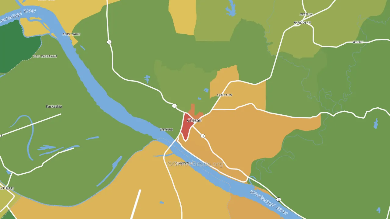 Chester, IL Map of Theft Rates