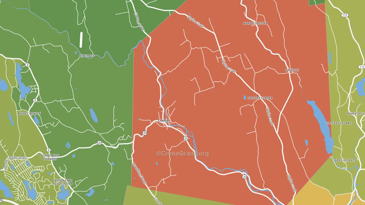 Chester, MA Map of Theft Rates