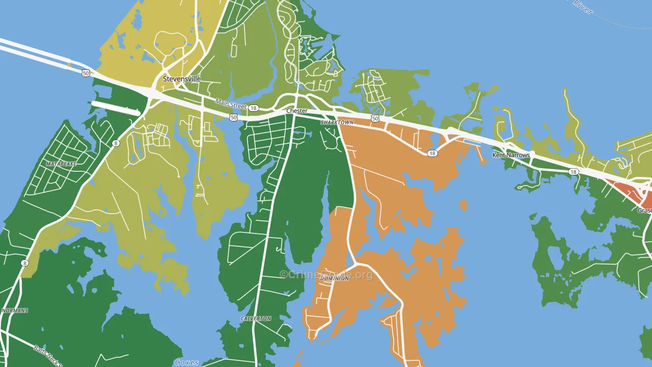 Chester, MD Map of Theft Rates
