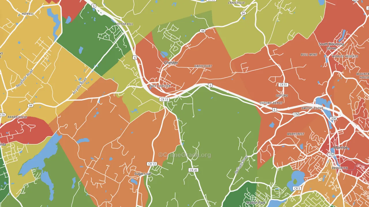 Chester, NY Map of Theft Rates