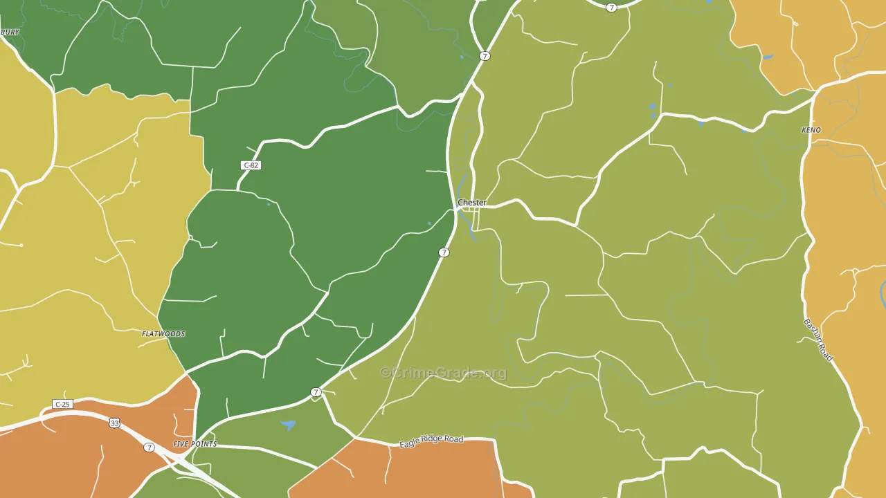 Chester, OH Map of Theft Rates