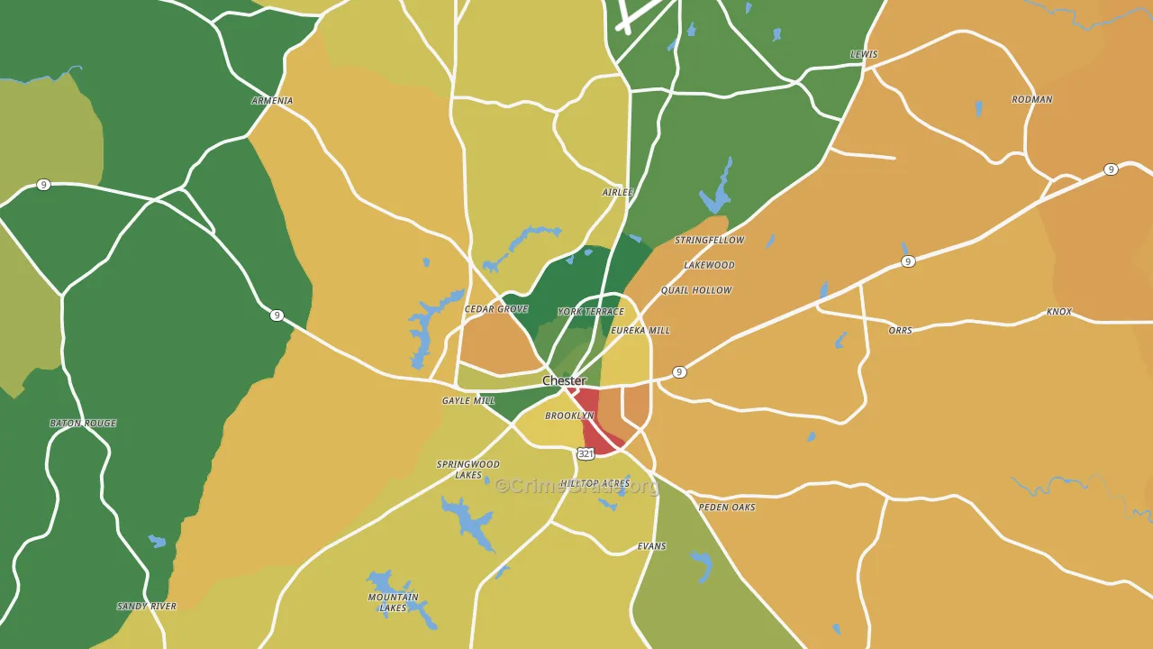 Chester, SC Map of Theft Rates