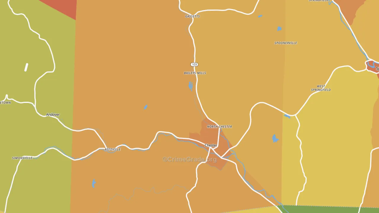 Chester, VT Map of Theft Rates