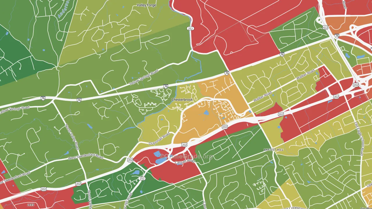 Chesterbrook, PA Map of Theft Rates