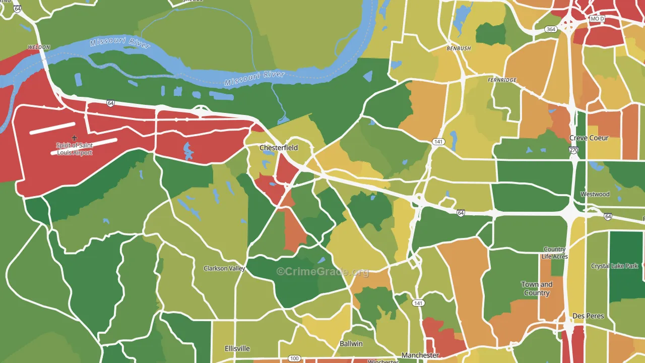 Chesterfield, MO Map of Theft Rates
