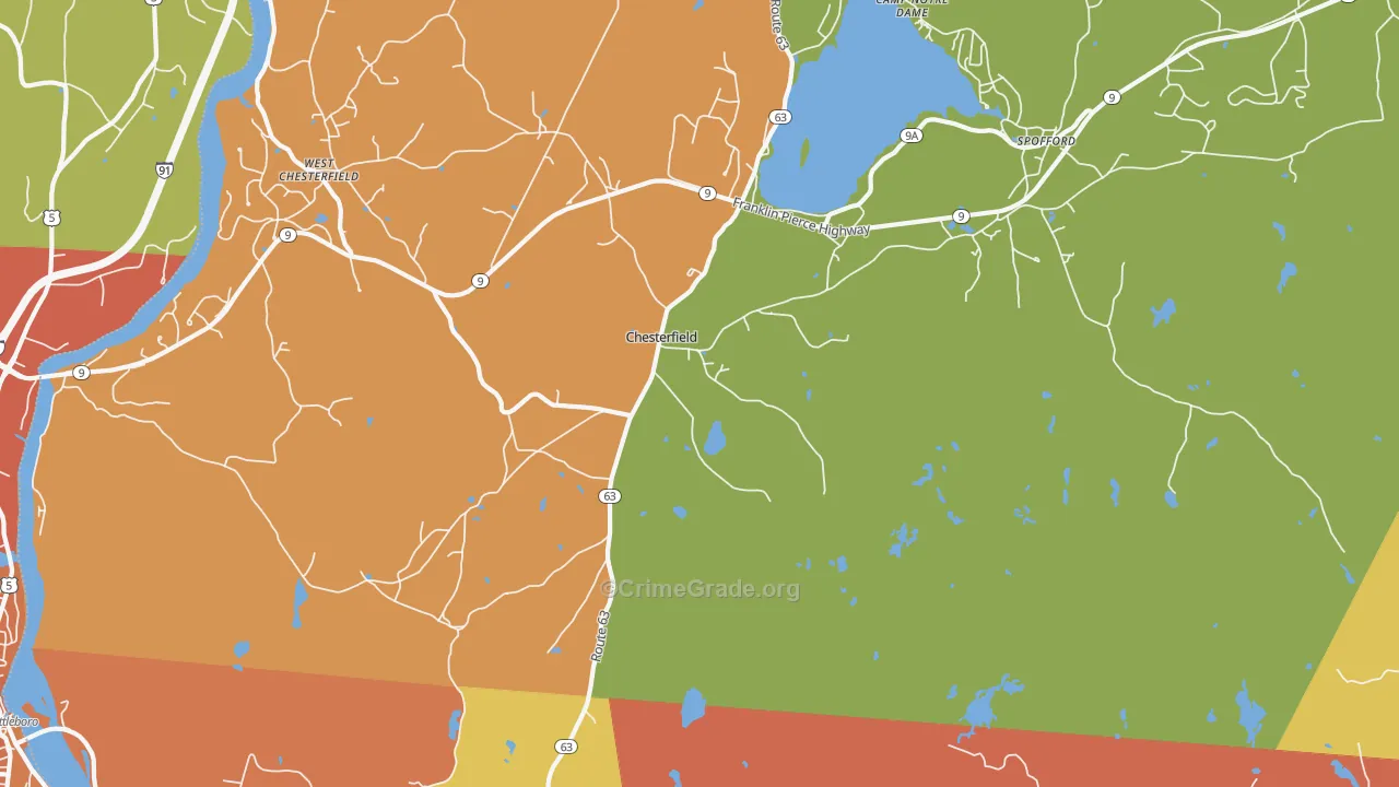 Chesterfield, NH Map of Theft Rates
