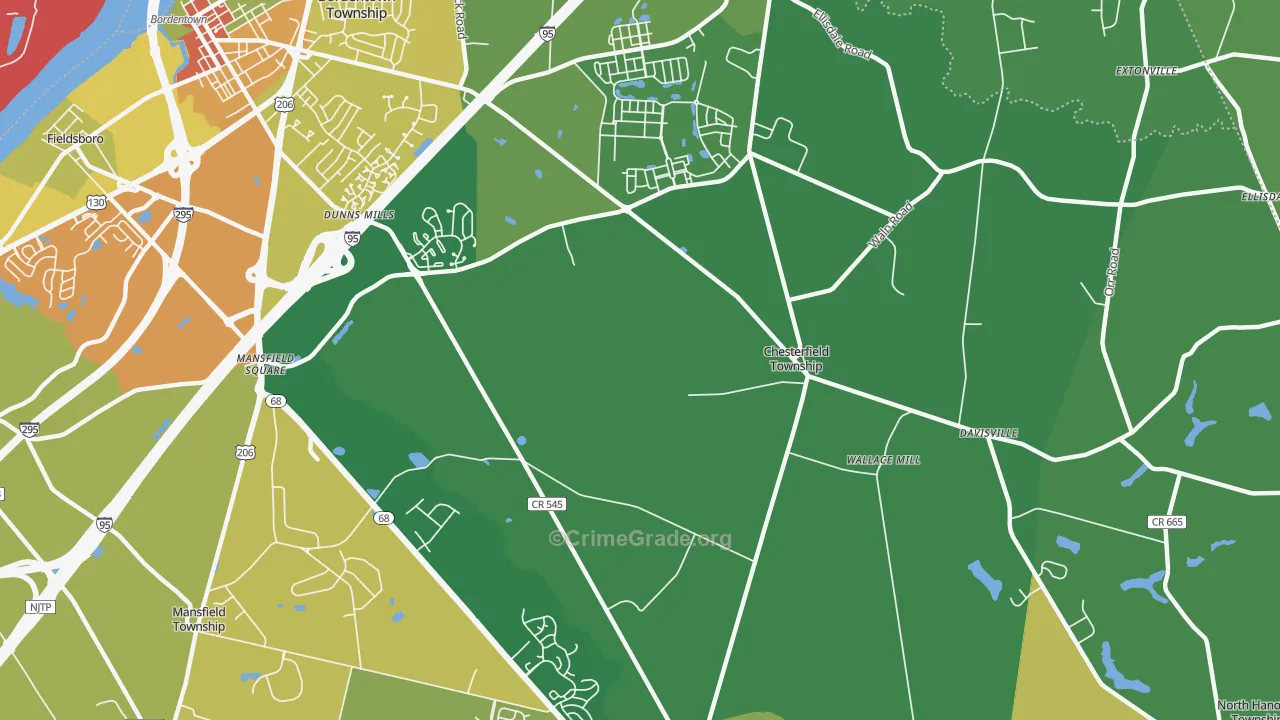 Chesterfield, NJ Map of Theft Rates