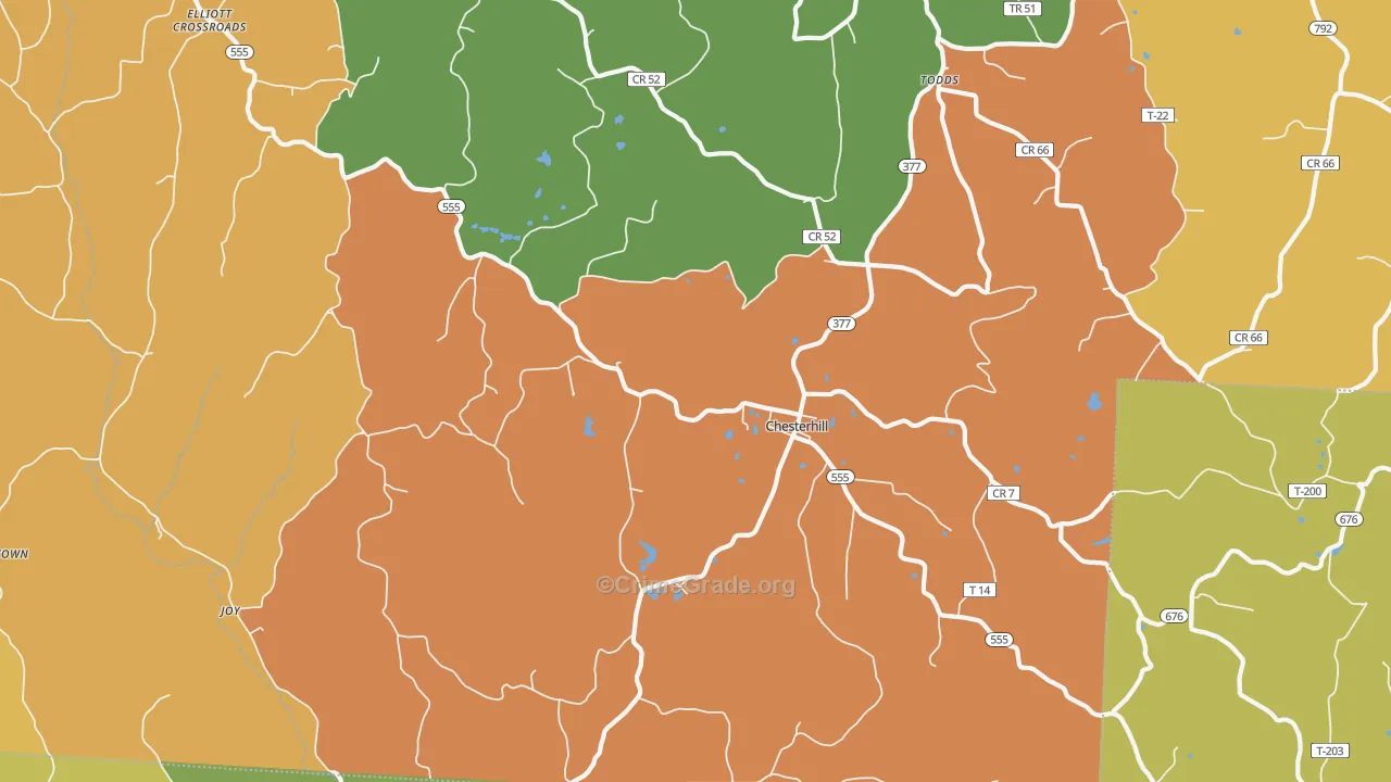 Chesterhill, OH Map of Theft Rates