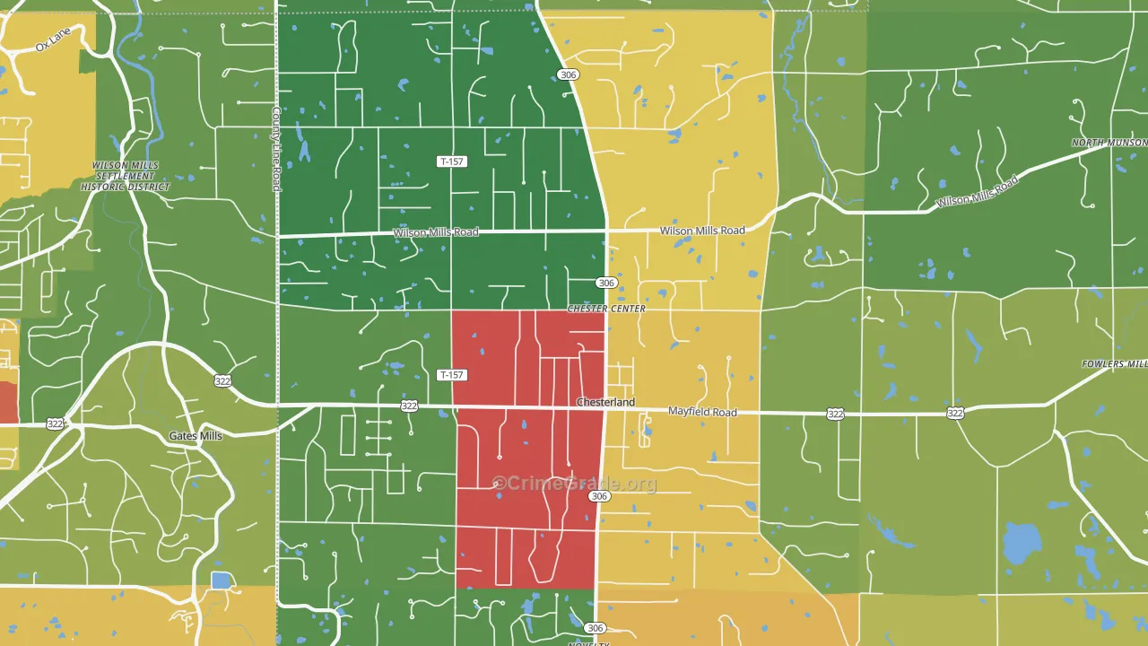 Chesterland, OH Map of Theft Rates