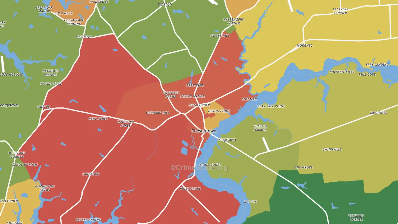 Chestertown, MD Map of Theft Rates