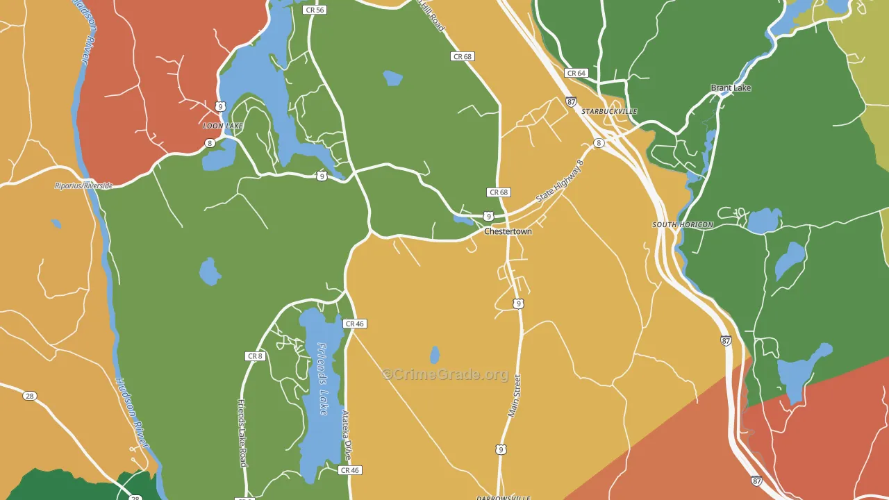 Chestertown, NY Map of Theft Rates