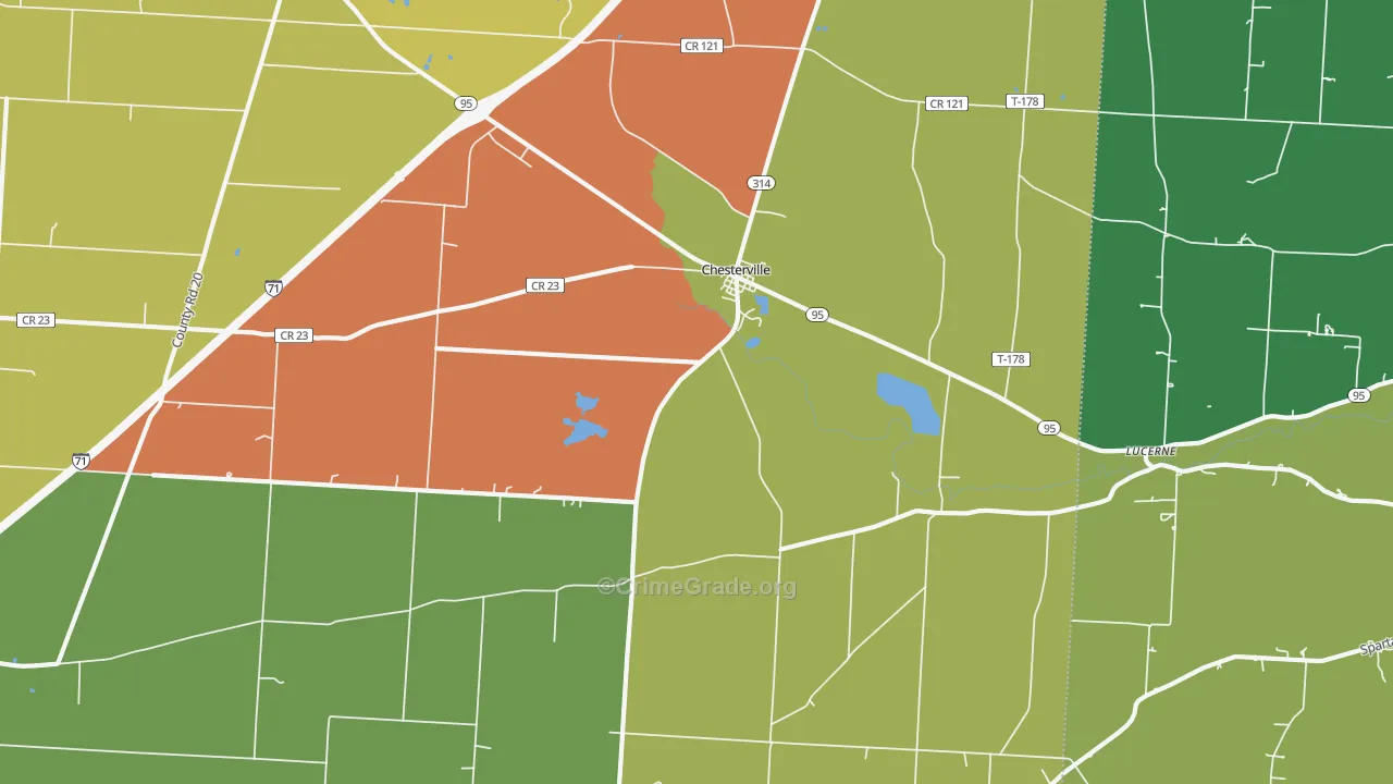 Chesterville, OH Map of Theft Rates