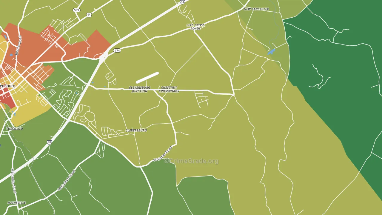Chestnut Crossroads, PA Map of Theft Rates