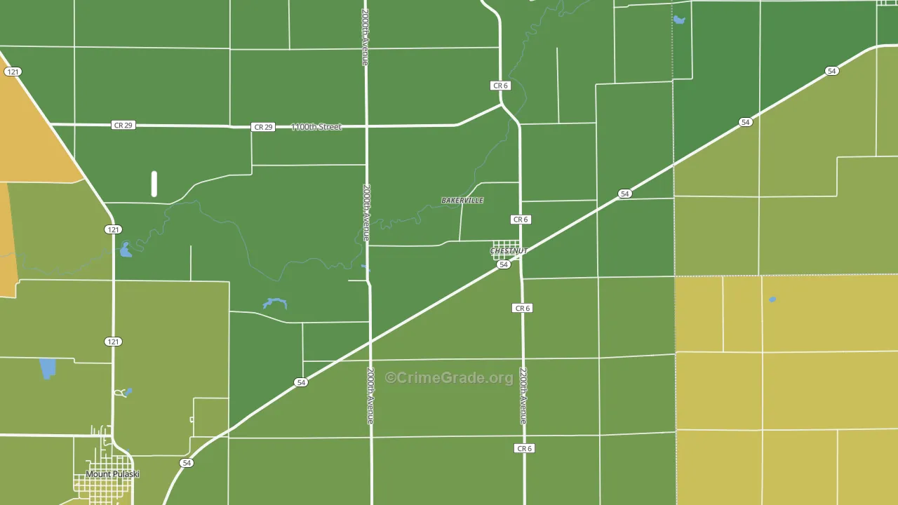 Chestnut, IL Map of Theft Rates
