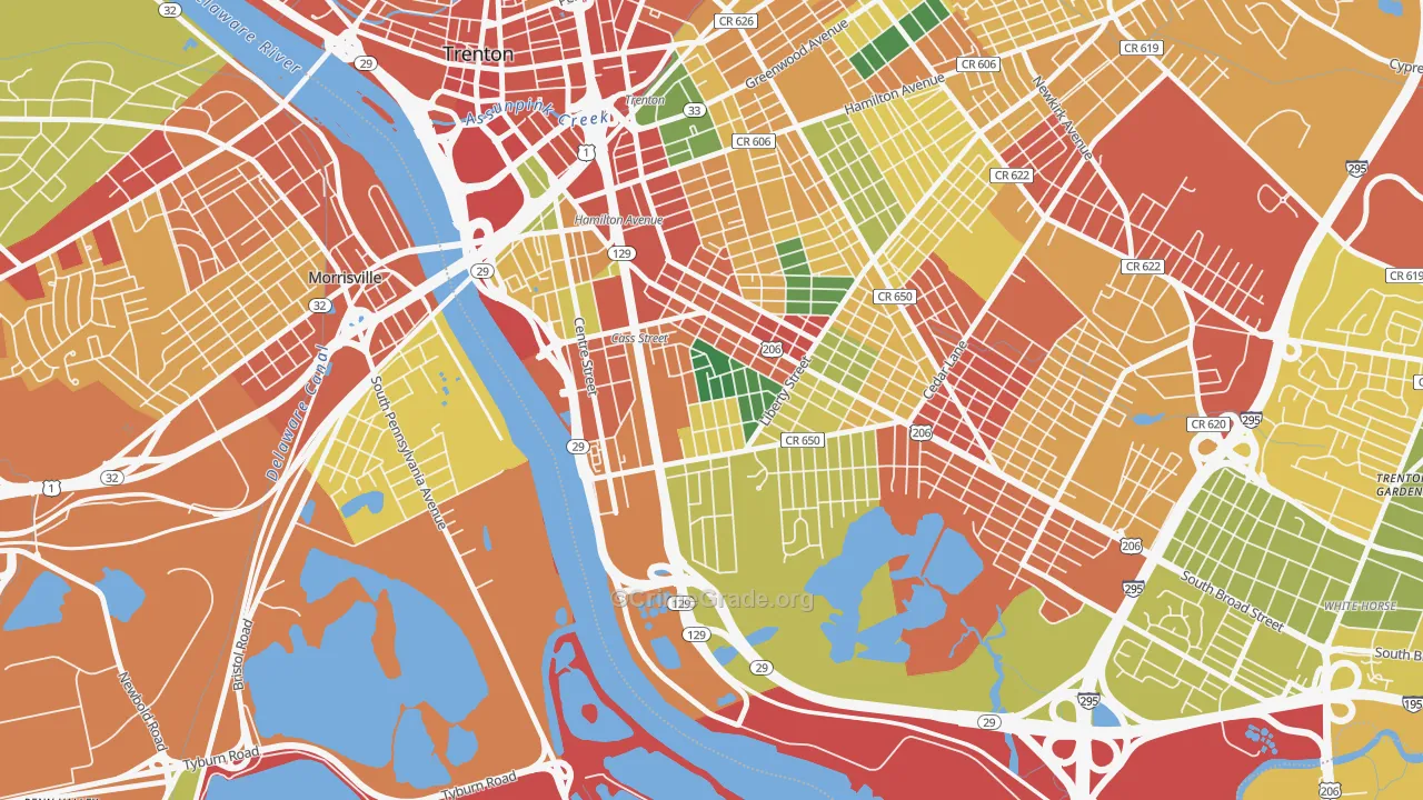 Chestnut Park, Trenton, NJ Map of Theft Rates