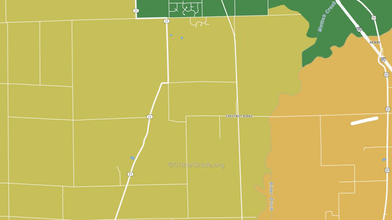Chestnut Ridge, IN Map of Theft Rates