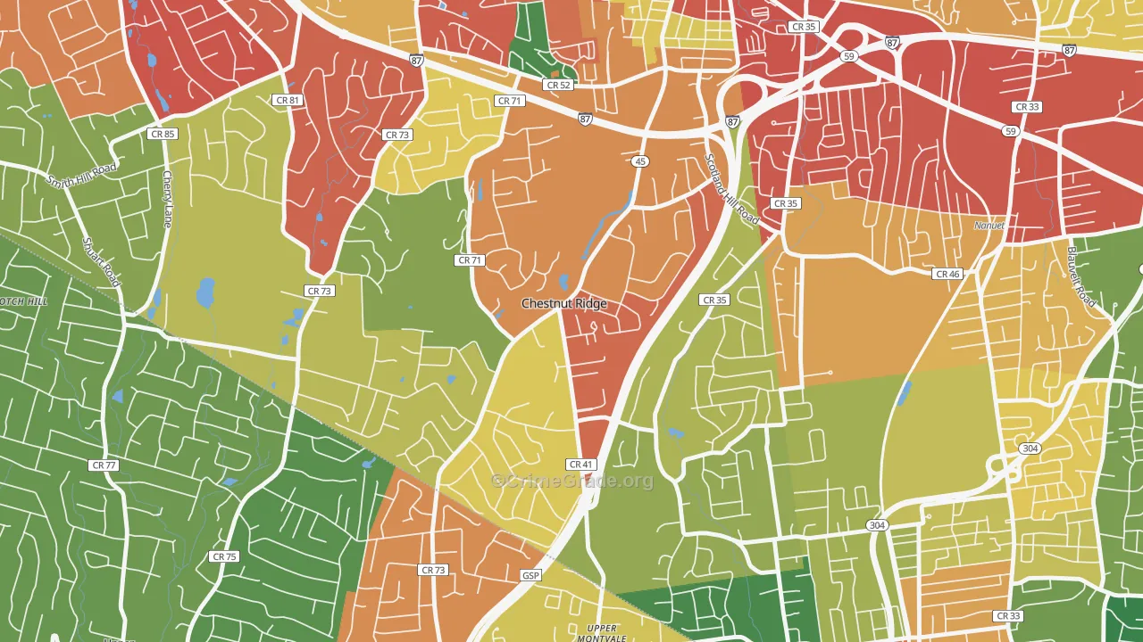 Chestnut Ridge, NY Map of Theft Rates