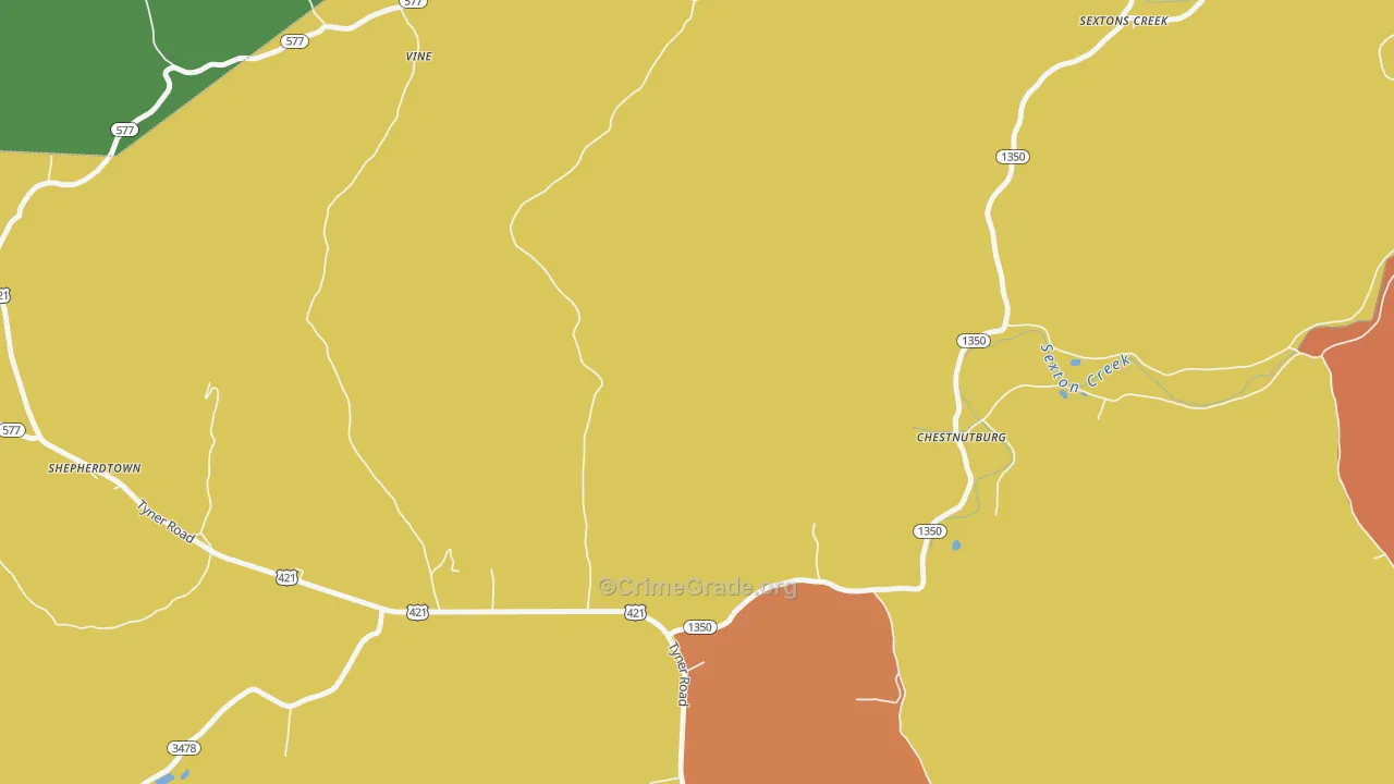 Chestnutburg, KY Map of Theft Rates