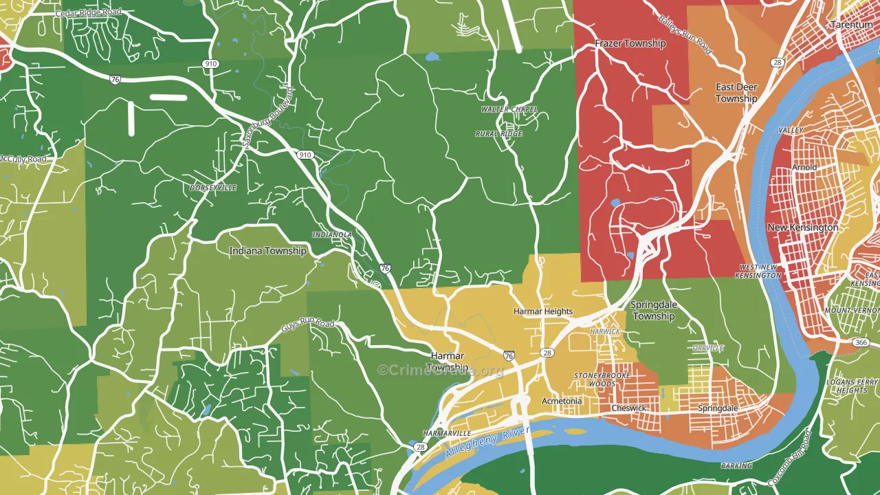 Cheswick, PA Map of Theft Rates