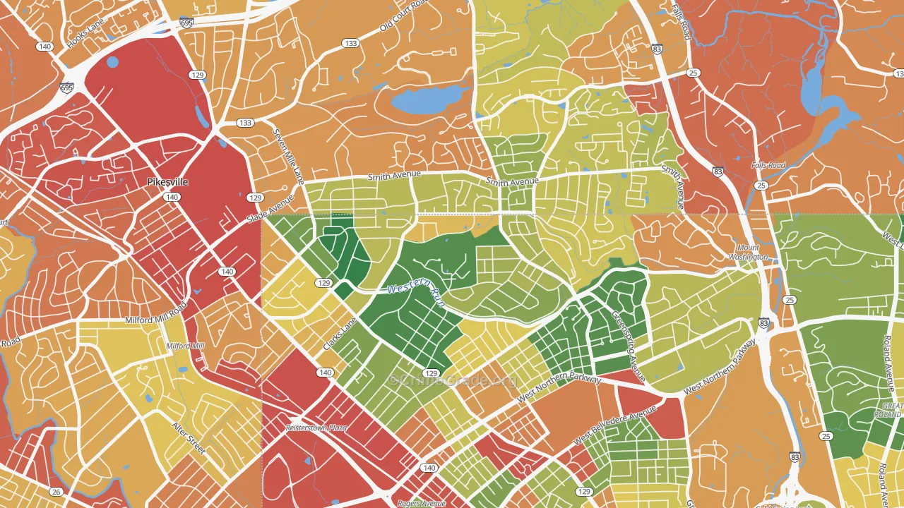 Cheswolde, Baltimore, MD Map of Theft Rates