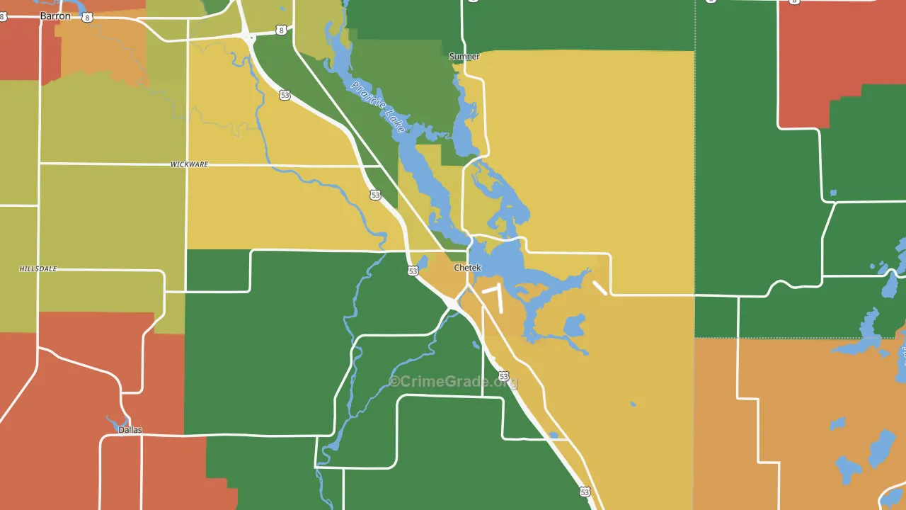 Chetek, WI Map of Theft Rates