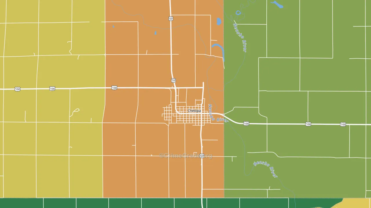 Chetopa, KS Map of Theft Rates