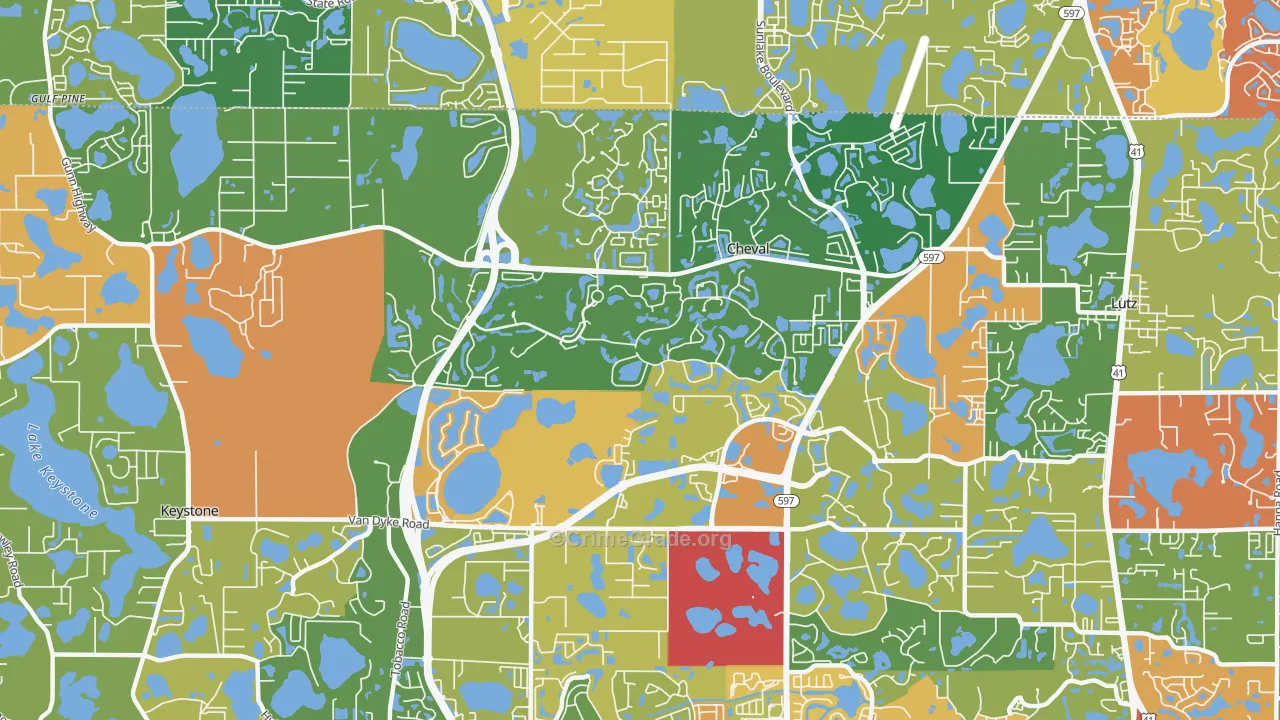 Cheval, FL Map of Theft Rates
