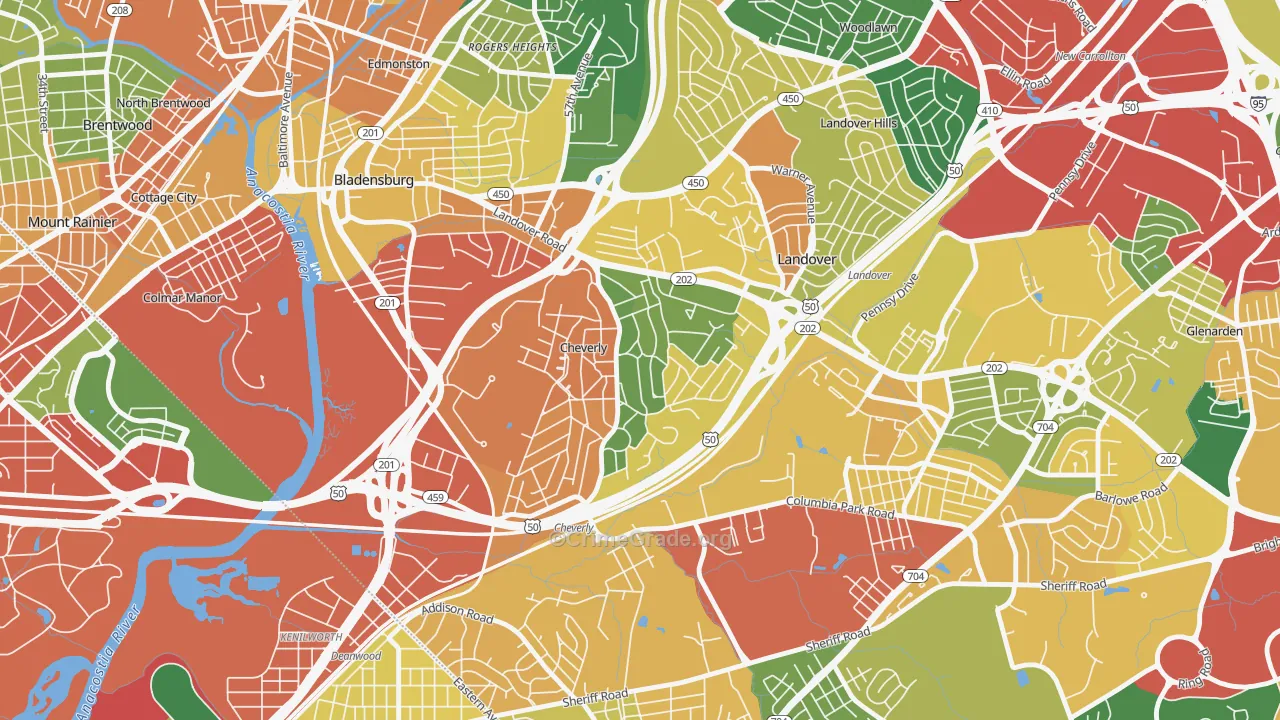 Cheverly, MD Map of Theft Rates