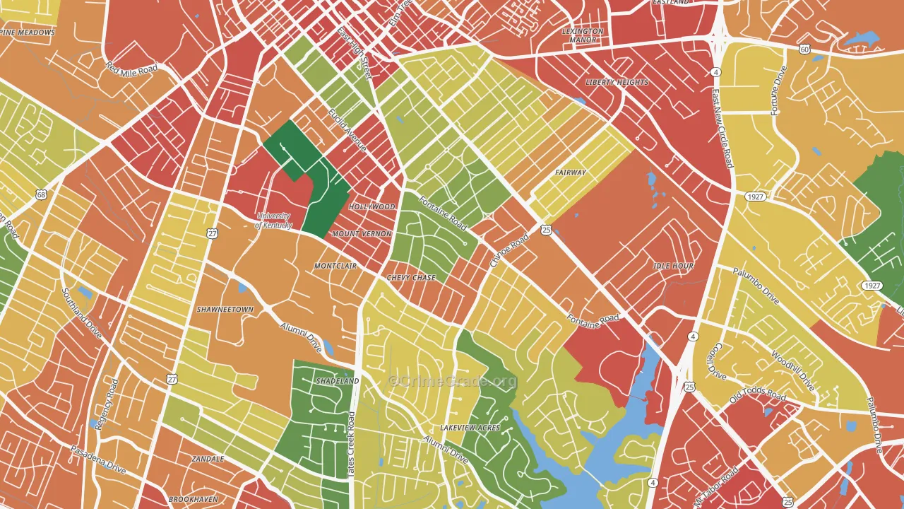 Chevy Chase-Ashland Park, Lexington, KY Map of Theft Rates