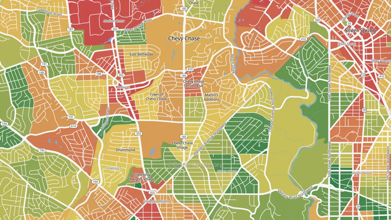 Chevy Chase Section Three, MD Map of Theft Rates