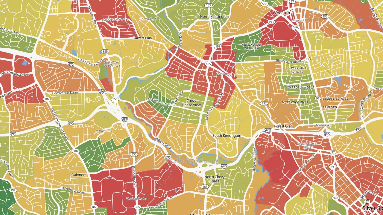 Chevy Chase View, MD Map of Theft Rates